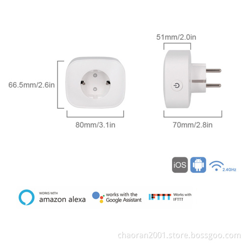 Alexa Google Home Assistant Europe Energy Meter Smart Wifi Socket EU Plug Smart Plug Wifi EU Smart Plug With Power Monitor